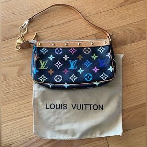 LV Monogram Multicolor Pochette Accessories Black